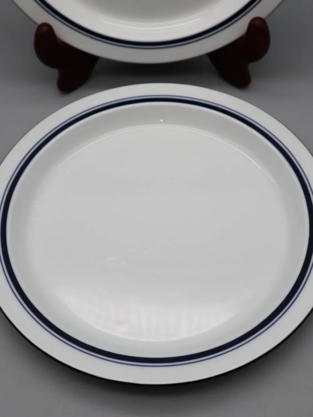 2 Dansk Bistro Christianhavn Blue Rimmed Salad Plates Blue Stripe 8 3/4